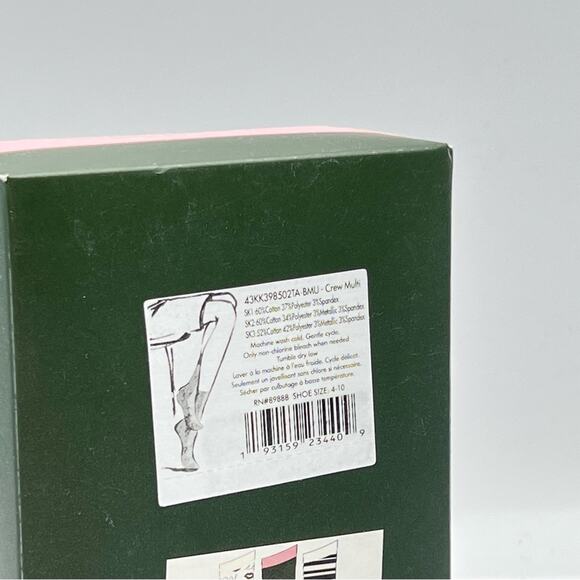 Kate Spade Crew Lips Print Striped Solid 3 Pairs Crew Socks Gift Box - Picture 3 of 5